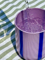 Maegen Atina Stripe Drinking Glass - Navy/Lilac