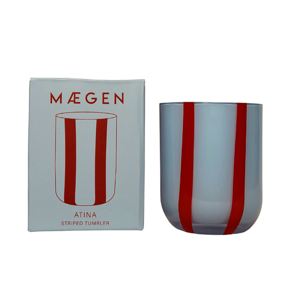 Maegen Atina Stripe Drinking Glass - Blue/Red
