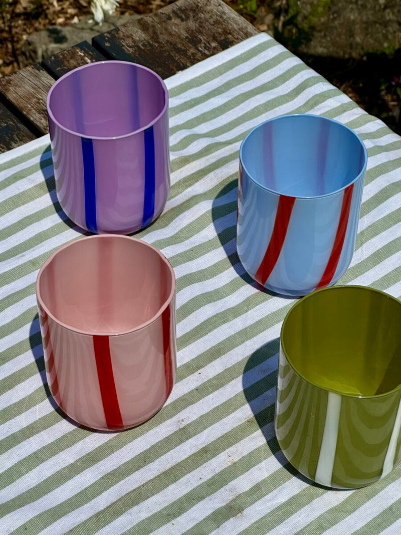 Maegen Atina Stripe Drinking Glass - Blue/Red