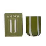 Maegen Atina Stripe Drinking Glass - Olive/White