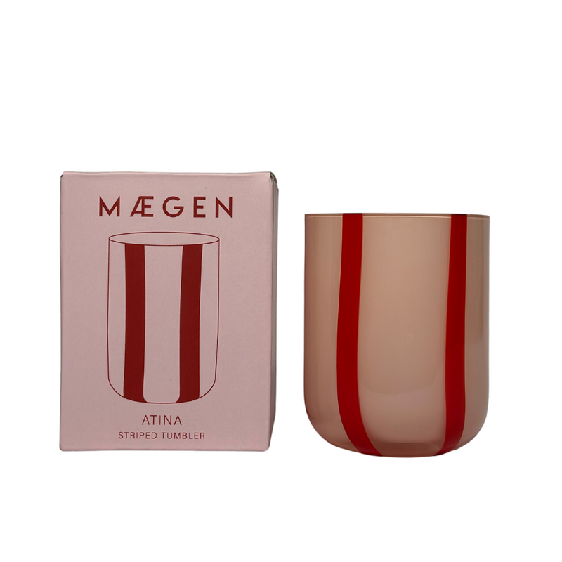Maegen Atina Stripe Drinking Glass - Pink/Red