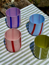 Maegen Atina Stripe Drinking Glass - Pink/Red