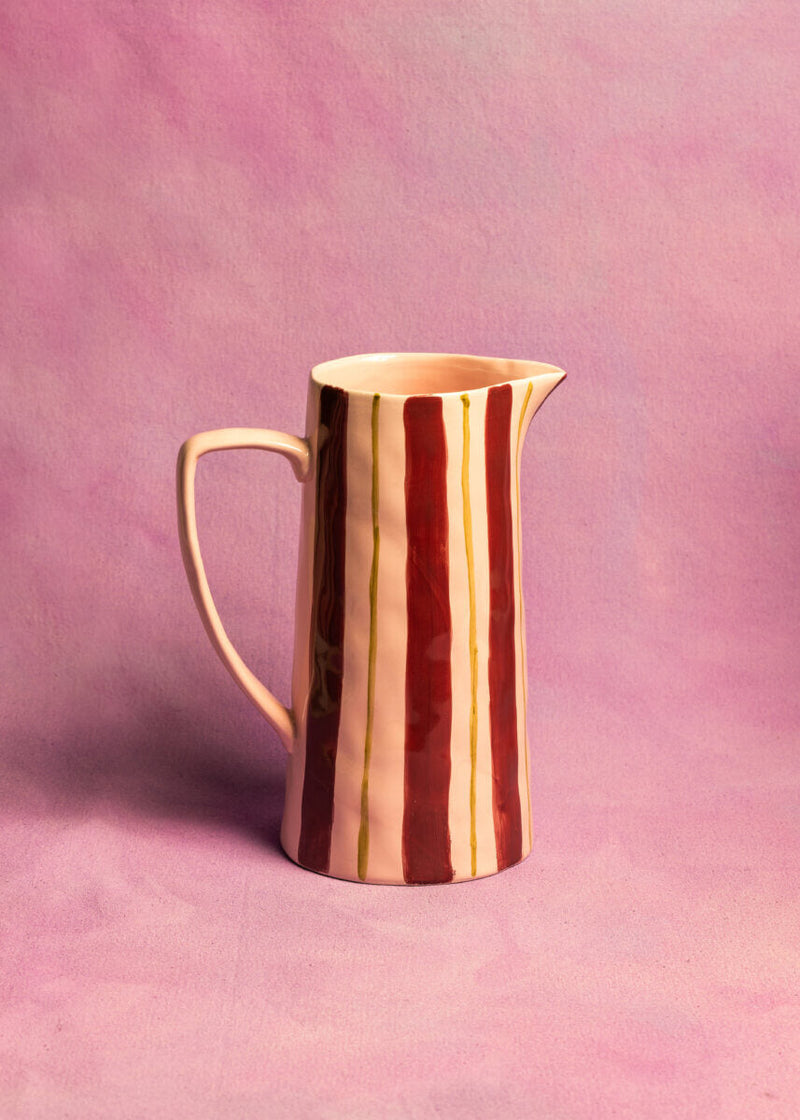 Maegen Stripe Jug - Pink & Burgandy