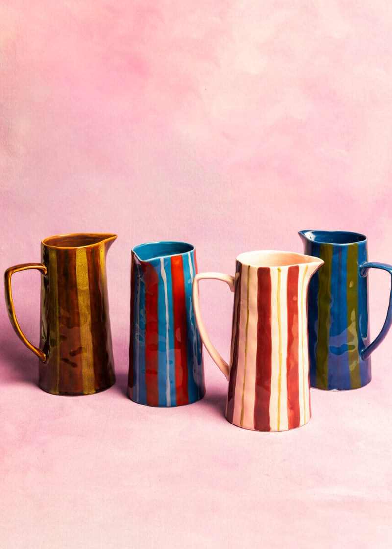 Maegen Stripe Jug - Pink & Burgandy