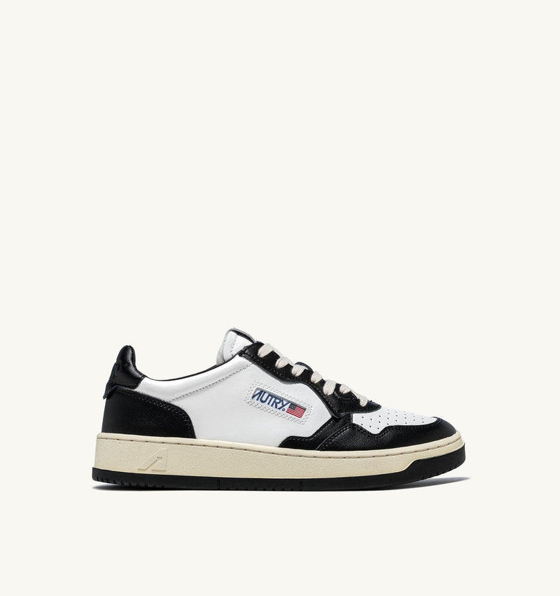 MEDALIST LOW BICOLOR SNEAKERS IN WHITE AND BLACK LEATHER (WOMAN)