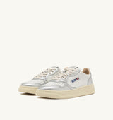 MEDALIST LOW BICOLOR SNEAKERS IN WHITE AND SILVER LEATHER (MAN)