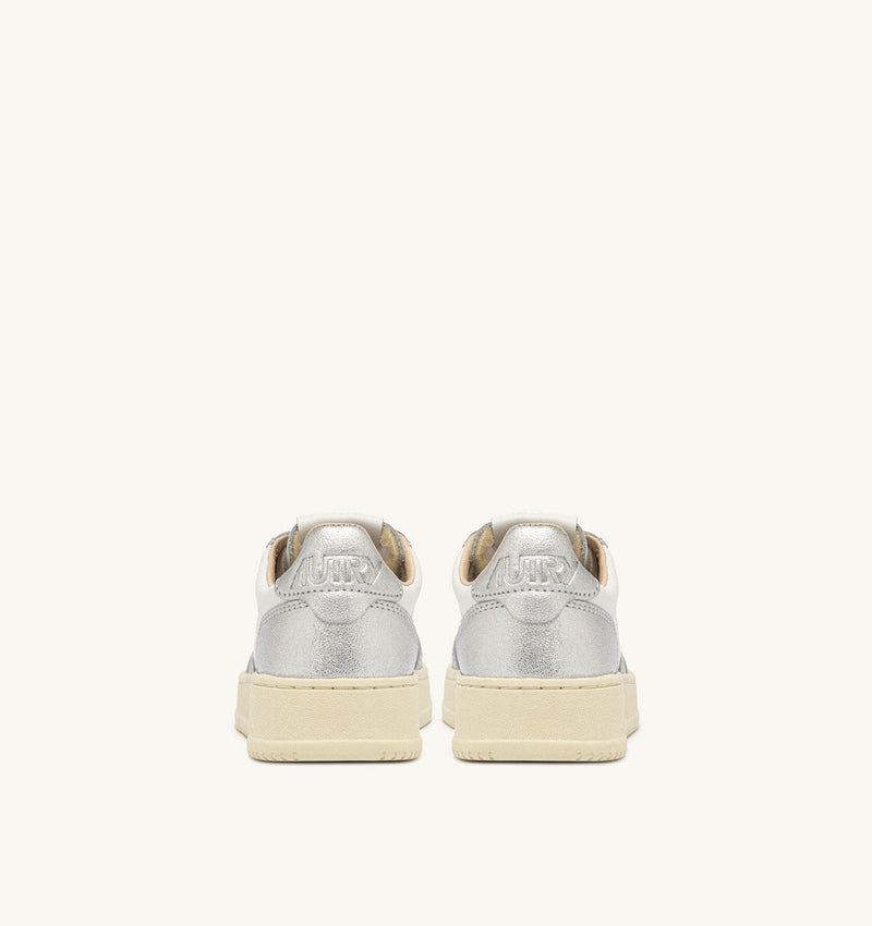 MEDALIST LOW BICOLOR SNEAKERS IN WHITE AND SILVER LEATHER (MAN)