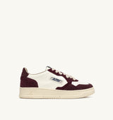 MEDALIST LOW SNEAKERS IN LEATHER MARSHMALLOW AND AMARONE GLITTER (WOMAN)