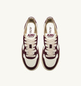 MEDALIST LOW SNEAKERS IN LEATHER MARSHMALLOW AND AMARONE GLITTER (WOMAN)