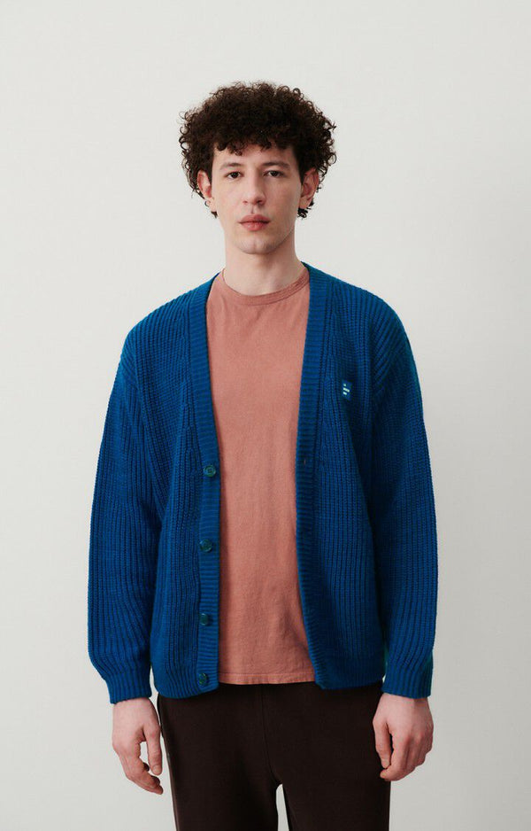  MEN'S CARDIGAN CRASHWAY - BLEU DE PRUSSE CHINE