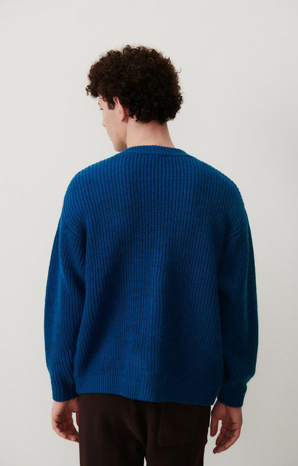  MEN'S CARDIGAN CRASHWAY - BLEU DE PRUSSE CHINE