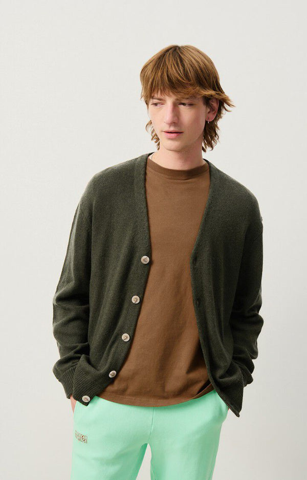  MEN'S CARDIGAN FALYDAY - ALGUE CHINE NOIR