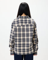 WORDMARK BUTTON UP - NAVY PLAID