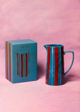  Maegen Stripe Jug - Light Blue & Red  