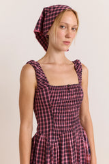 Molly Midi Dress - Magenta Check