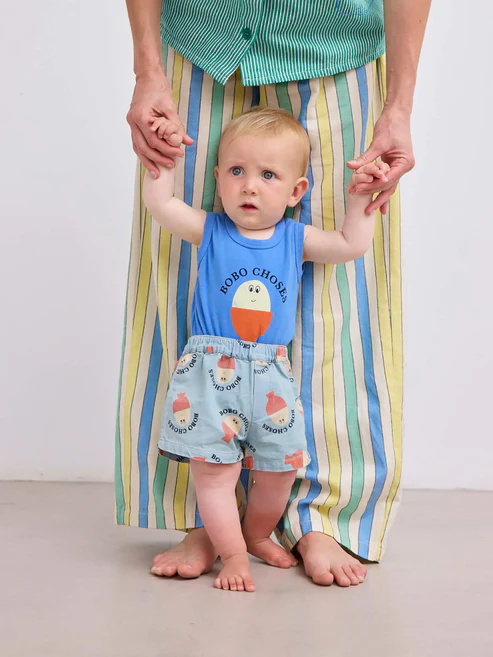 Morning Egg all over denim shorts