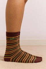 Multi Stripe Socks - Choc & Lime