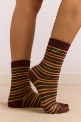 Multi Stripe Socks - Choc & Lime