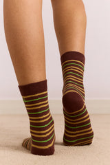 Multi Stripe Socks - Choc & Lime