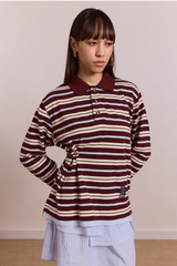 NOAH CINCH LAYERED RUGBY - CHOC STRIPE