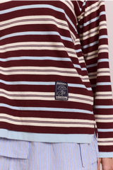 NOAH CINCH LAYERED RUGBY - CHOC STRIPE