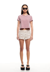 NORTH LIGHT TEE - CRIMSON STRIPE