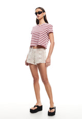 NORTH LIGHT TEE - CRIMSON STRIPE