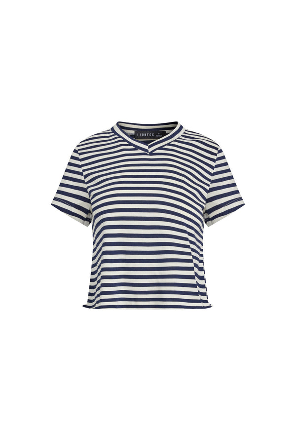 NORTH LIGHT TEE - NAVY WHITE STRIPE