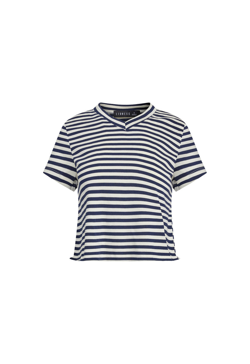 NORTH LIGHT TEE - NAVY WHITE STRIPE