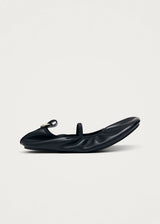 Naira Black Leather Ballet Flats
