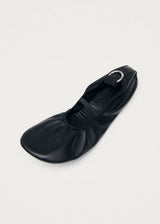 Naira Black Leather Ballet Flats