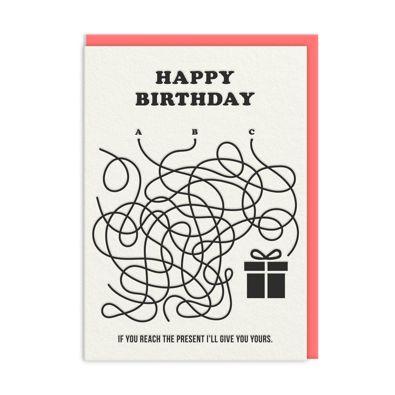 OOH DEER Line Maze Birthday Card