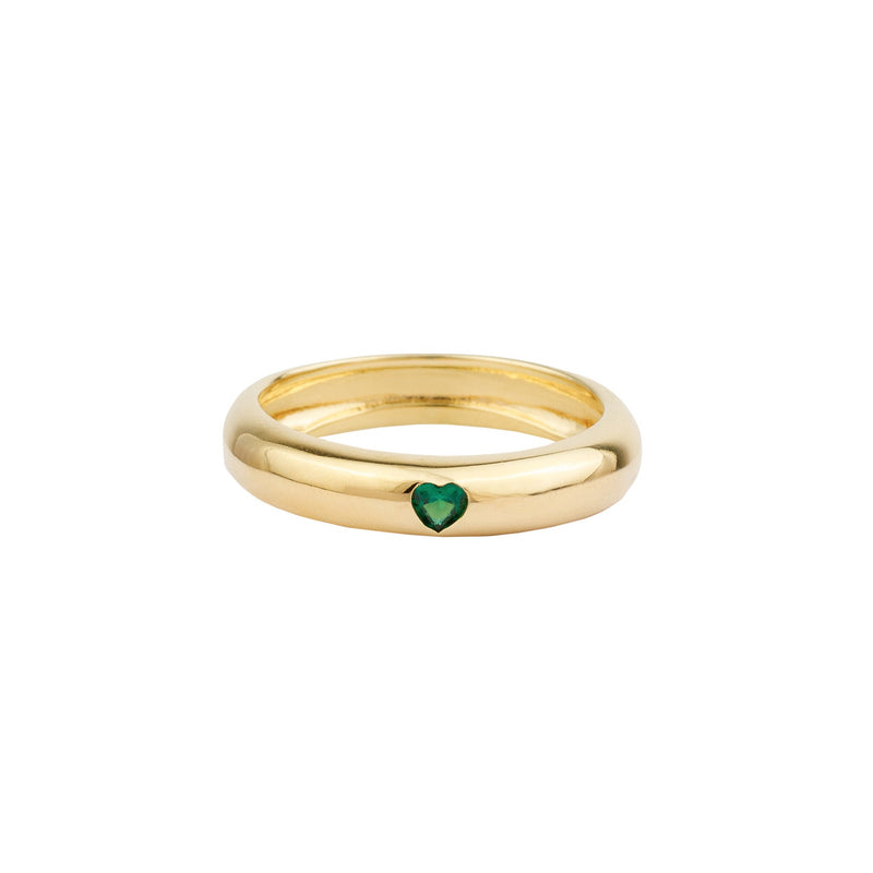 Oasis Goldplated Ring Round Green Heart