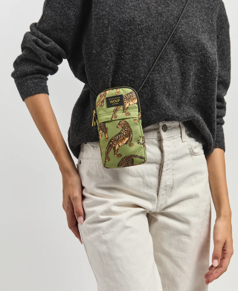 Olive Leopard Crossbody Phone Bag 