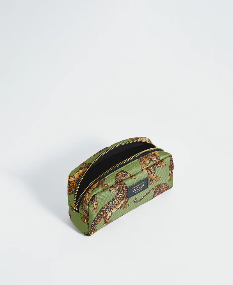 Olive Leopard Makeup Bag