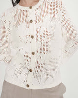 Openwork knit long-sleeve cardigan ecru Velasquez