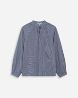 Oversized cotton check V-neck blouse marine Varry