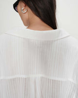Oversized cotton shirt with puff sleeves ivoire Vibes