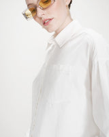 Oversized cotton shirt with tie-back ivoire Valerie