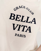 Oversized cotton slogan top ecru Voss