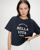 Oversized cotton slogan top marine Voss