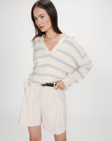 Oversized polo-collar sweater vanille Vaporetto