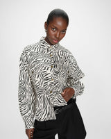 Oversized printed cotton shirt jacket zebre Vana