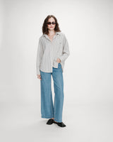 Oversized striped cotton shirt marine Vipera