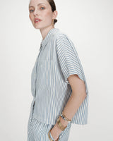 Oversized striped short-sleeve shirt bleuet Vercia