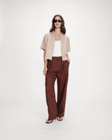 Oversized striped short-sleeve shirt mocha Vercia