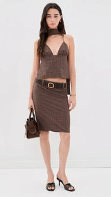 PLAY ON MIDI SKIRT - CHOCOLATE