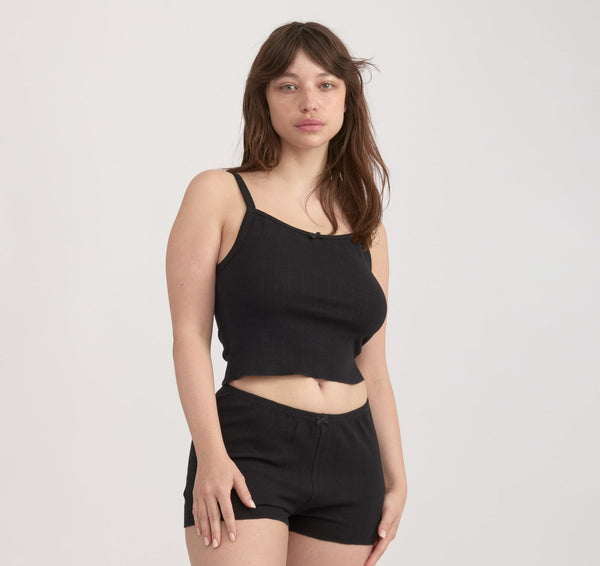 POINTELLE SHORTS - BLACK