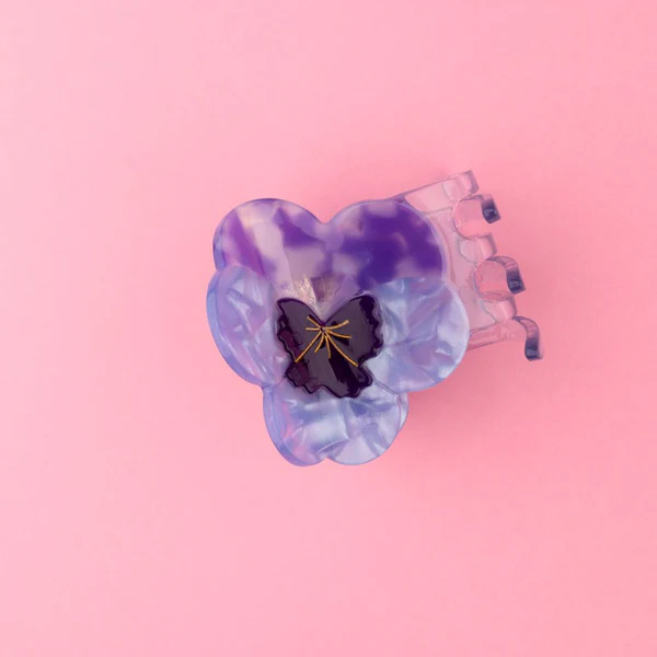 PURPLE PANSY HAIR CLIP