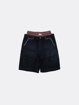 Paint Boxer Denim Shorts - Black